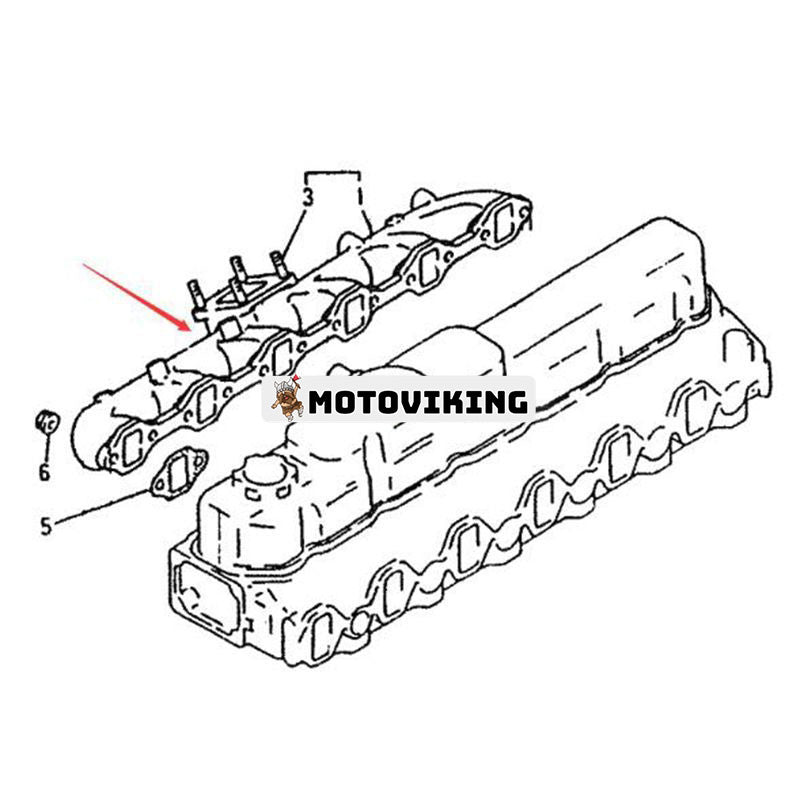 Avgasgrenrör VAME088311 för Mitsubishi Engine 6D31-T Kobelco Grävmaskin K907LC-II