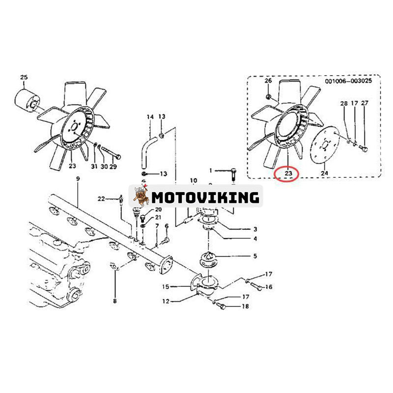 Fläkt 1R-8993 5I-5105 för Mitsubishi Engine S6KT S4KT Caterpillar CAT Grävmaskin E110B E120B E200B EL200B