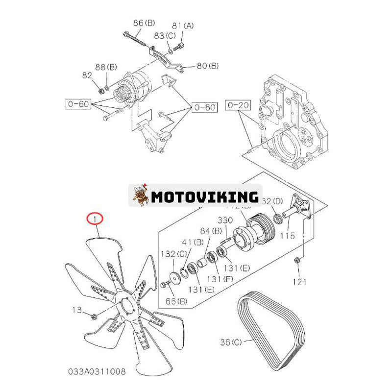 Kylfläkt 1136603690 för Isuzu Engine 6WG1 6WG1T Hitachi ZX450-3 ZX470H-3 ZX480LCK-3 ZX500LC-3 ZX850-3 ZX870R-3