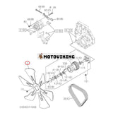 Kylfläkt 1136603690 för Isuzu Engine 6WG1 6WG1T Hitachi ZX450-3 ZX470H-3 ZX480LCK-3 ZX500LC-3 ZX850-3 ZX870R-3