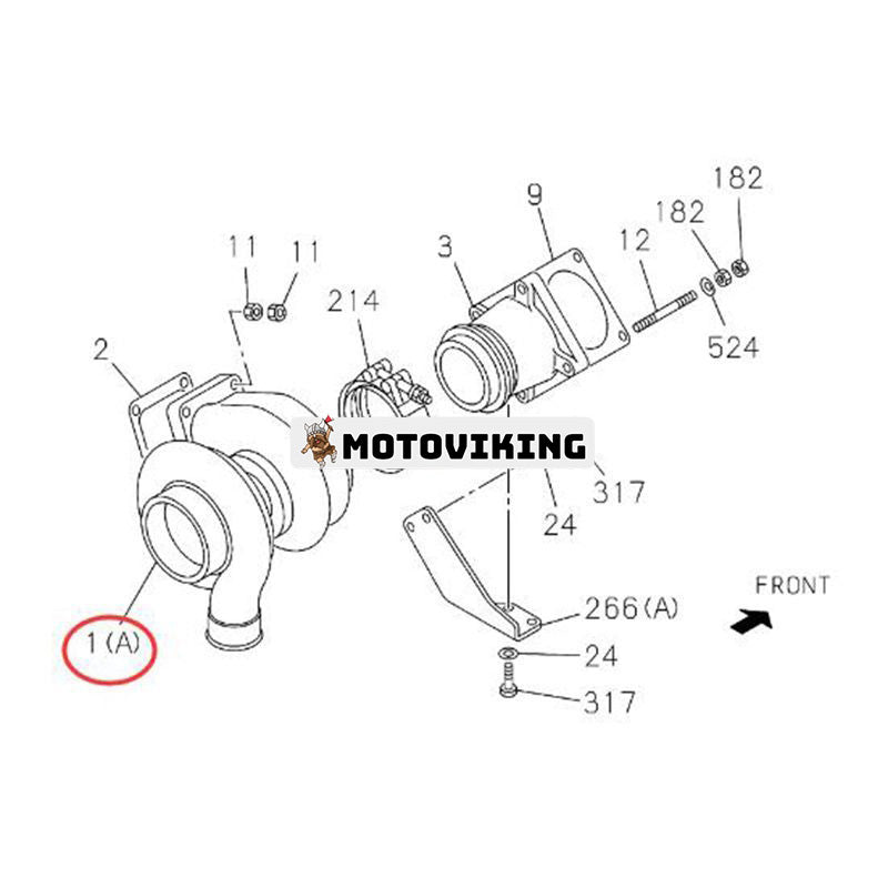 Turbo TD08H Turboladdare 114400-4441 för Isuzu Engine 6WG1X Hitachi ZX450-3 ZX470R-3 ZX480LCK-3 ZX500LC-3 ZX650LC-3 ZX850-3
