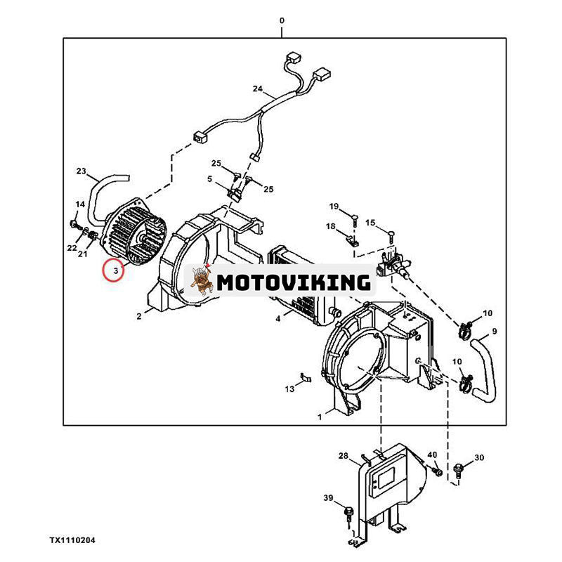 Fläktmotor 4376473 för John Deere grävmaskin 110 120 190E 200LC 330LC 370 450LC 490E 6101 690ELC 80 892 892E