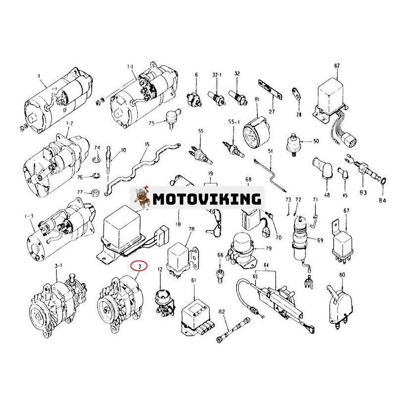 24V Generator VI5812002121 för Isuzu Engine 4BD1 Kobelco Grävmaskin MD140C SK100 SK120 SK120LC SK150LC