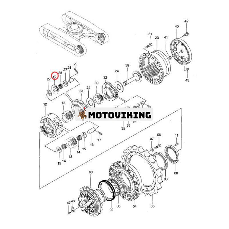 Resemotor Planet Gear 3085985 för Hitachi Grävmaskin ZX200 ZX225US ZX230 ZX240K ZX450 ZAXIS240 ZAXIS250