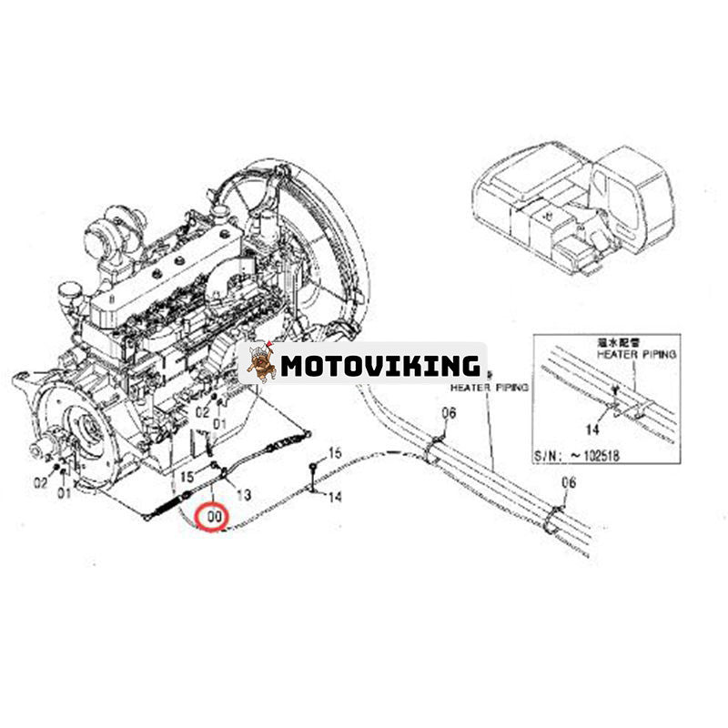 Gasspjällsmotorkontrollkabel 4426564 för Isuzu Engine 6BG1 John Deere grävmaskin 225CLC