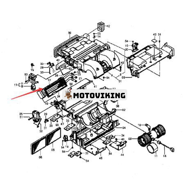 A/C Värmekärna 4475775 för Hitachi grävmaskin ZX125US ZX135US ZX225US-3 ZX60-HCM ZX70 ZX75UST ZX80LCK