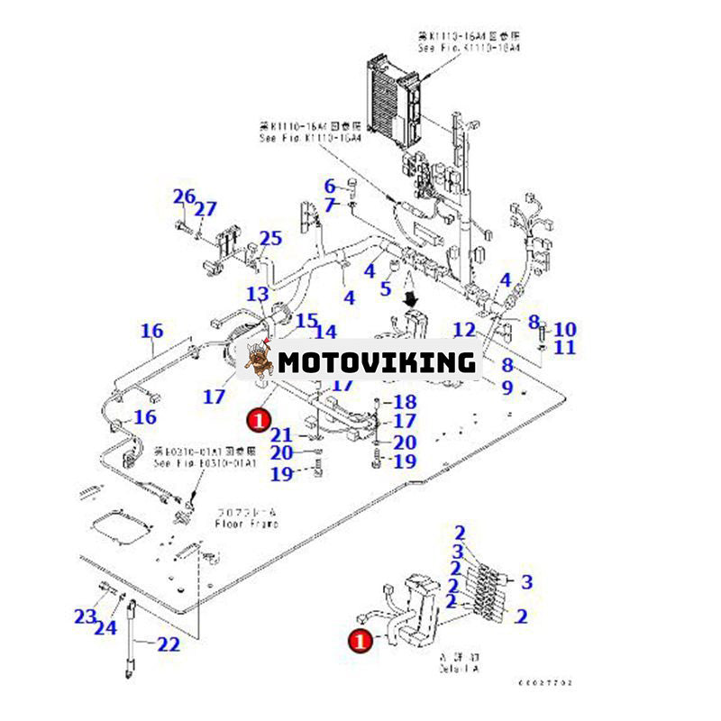 Ledningsnät 203-06-71731 203-06-717310 för Komatsu grävmaskin PC130-7 PC130F-7