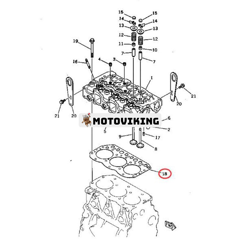 Cylinderhuvudspackning YM119865-01331 för Komatsu Engine 3D78AE-3 3D75N-2 3D75N-1 3D75-2