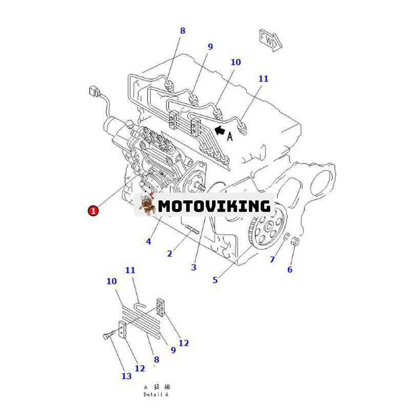 Bränsleinsprutningspump YM729612-51380 för Komatsu Engine 4D84E-3C