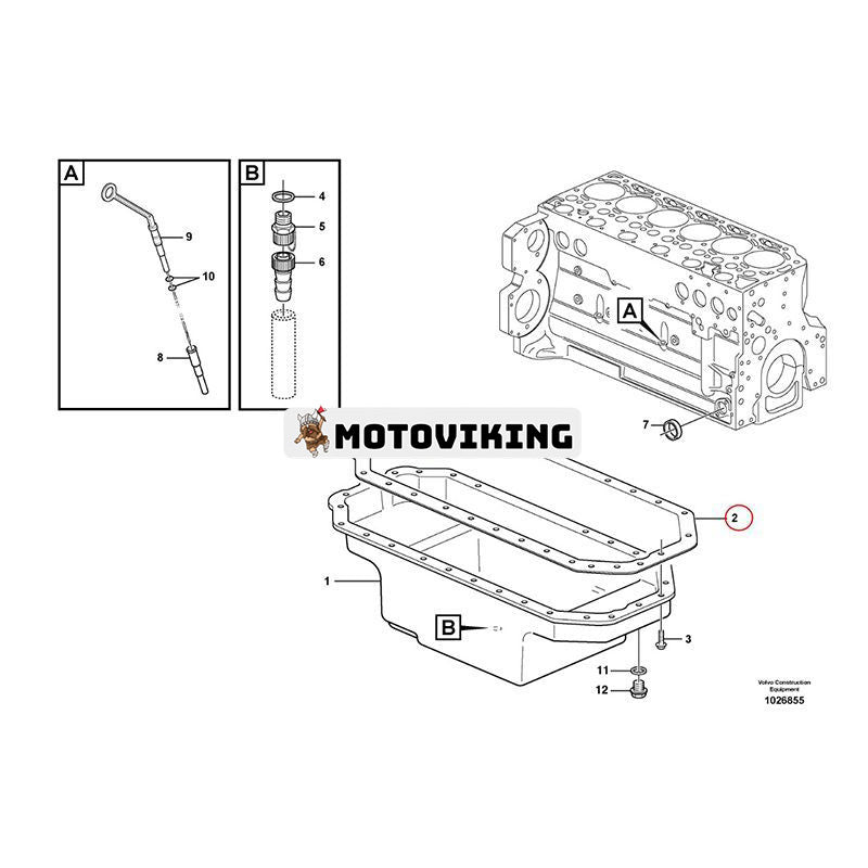 Oljetrågspackning VOE20460022 för Volvo BL60 BL61 BL71 EC135B EC140B EC160C EC180B EC200B EC210C EC220D EC235C EC235D