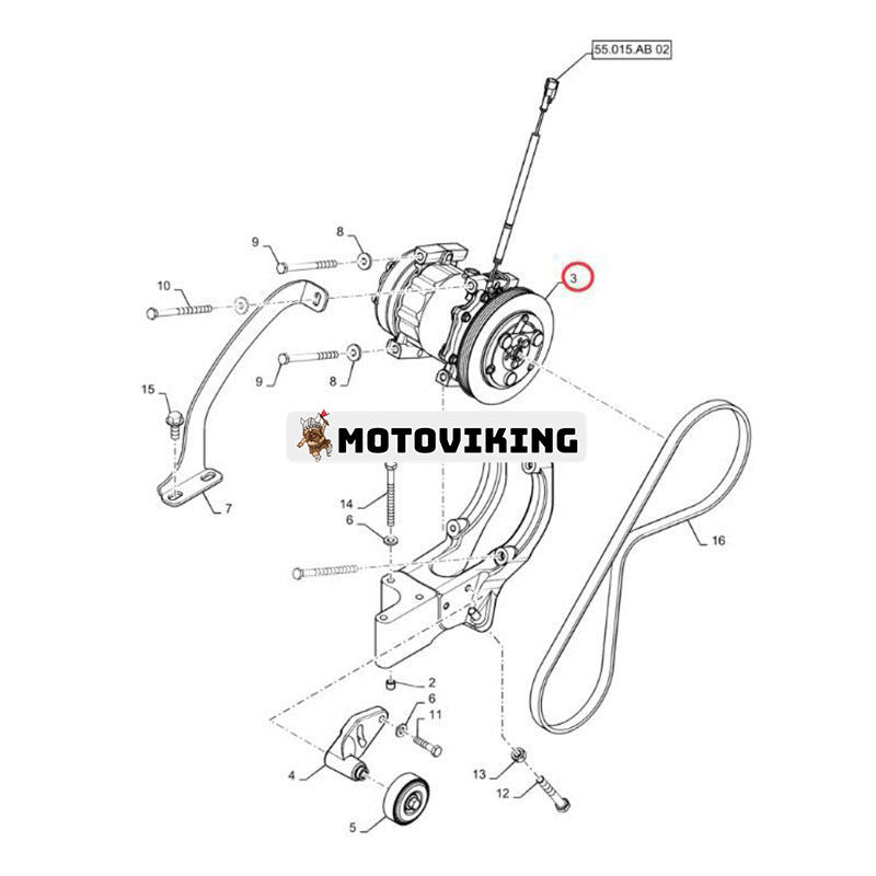 12V SD7H15 A/C Kompressor 4105 47693200 84356660 för New Holland Loader W50C W60C W70C W80C U80C B110C B95C