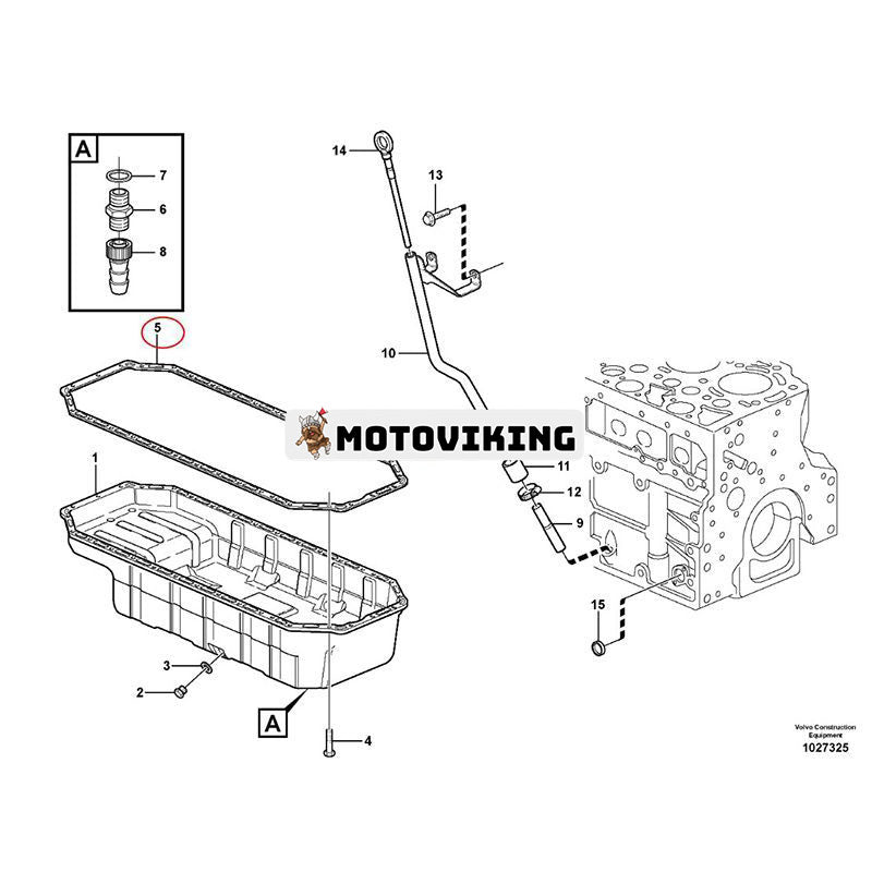 Oljetrågspackning VOE20405915 för Volvo Engine D7D EC240C EC250D EC290B EC300E ECR305C EC350D L120F L105