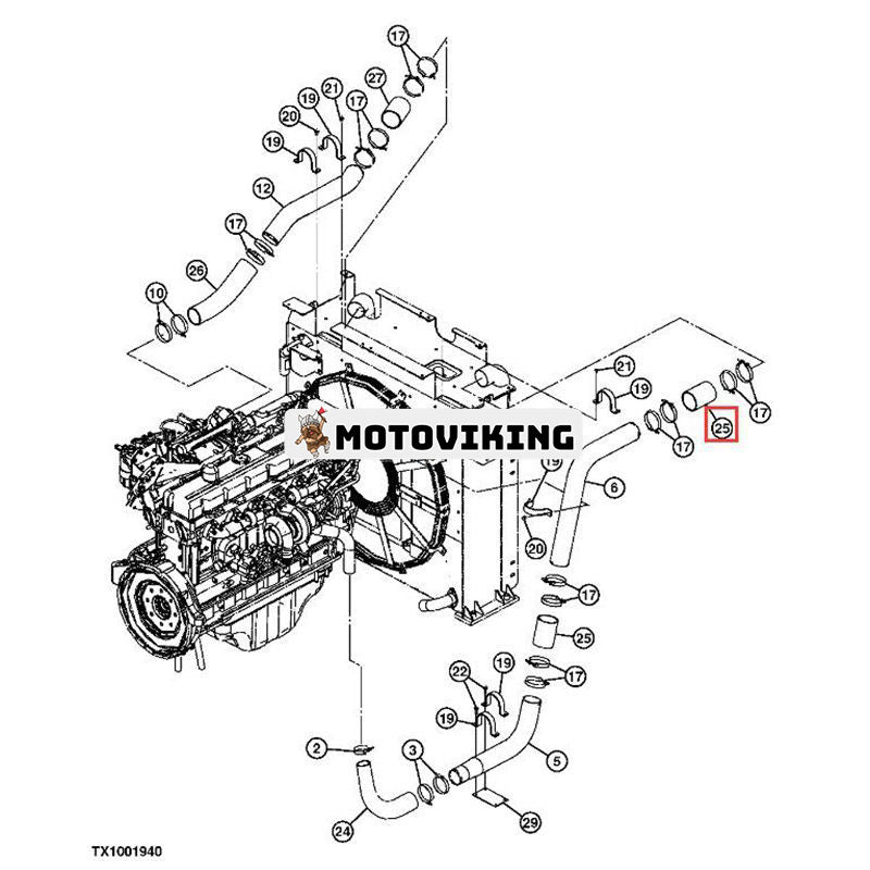 Luftslang 4644283 för John Deere grävmaskin 450DLC 650DLC