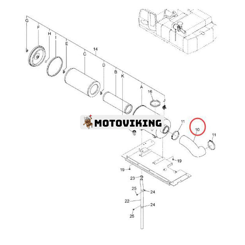 Luftslang 3104596 för Hitachi grävmaskin ZX450-3 ZX470H-3 ZX500LC-3 ZX520LCH-3 ZAXIS450LC-3