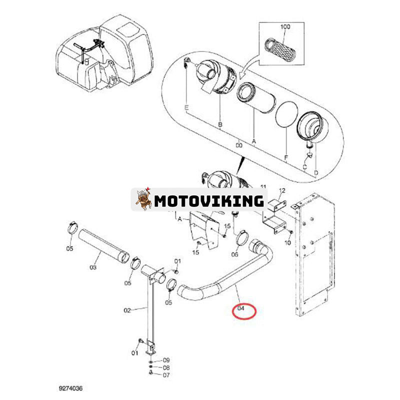 Luftslang 3109825 för Hitachi Grävmaskin ZX60-HCMC ZAX60