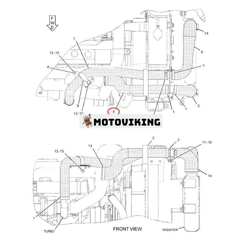 Luftslang 313-9268 för Mitsubishi Engine 4M40 Caterpillar CAT Grävmaskin 307D