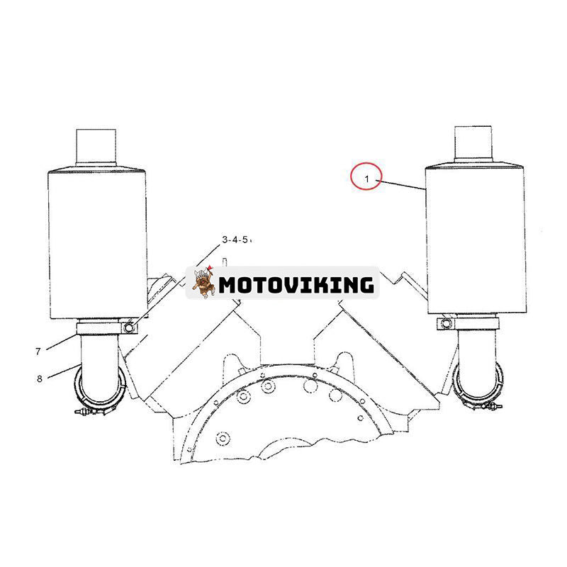 Rund ljuddämpare 3K-3124 för Caterpillar CAT Engine 3208 3114 3306 Traktor D4D D4E D5E D6C Hjullastare 916 920 930