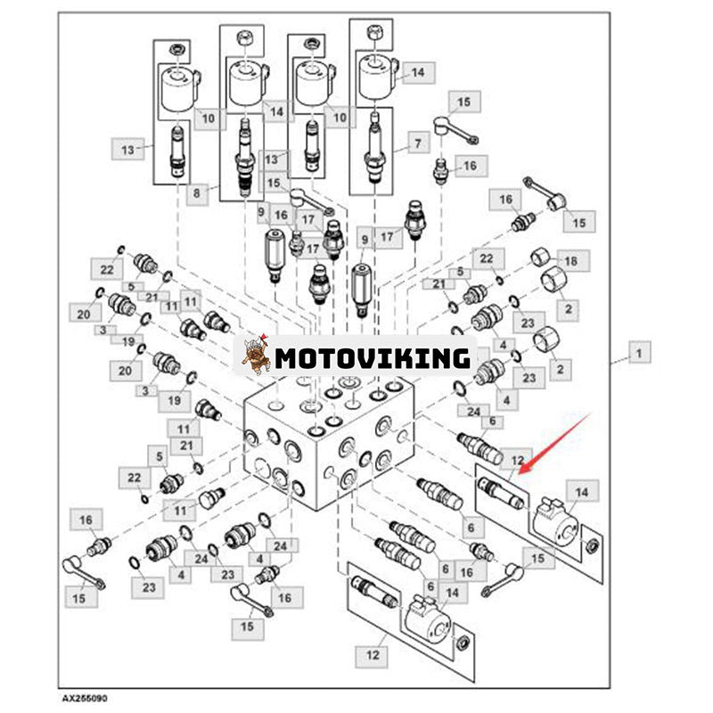 12V solenoidpatronventil AN235698 för John Deere S680 S685 S690 S780 S785 8100 8400 8600 8800 9700 9900 CH570 CH670