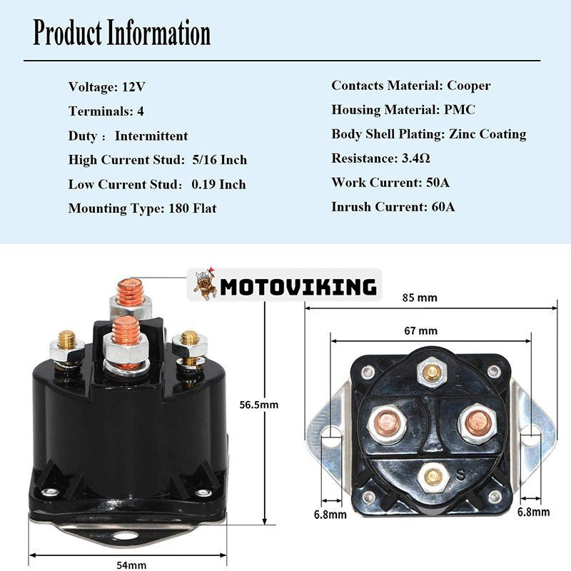 12V 4 plint magnetrelä 89-68258 för Volvo Penta AD30A MD30A AQ120B AQ145B AQ171A AQ311A Mercury Marine Outboard