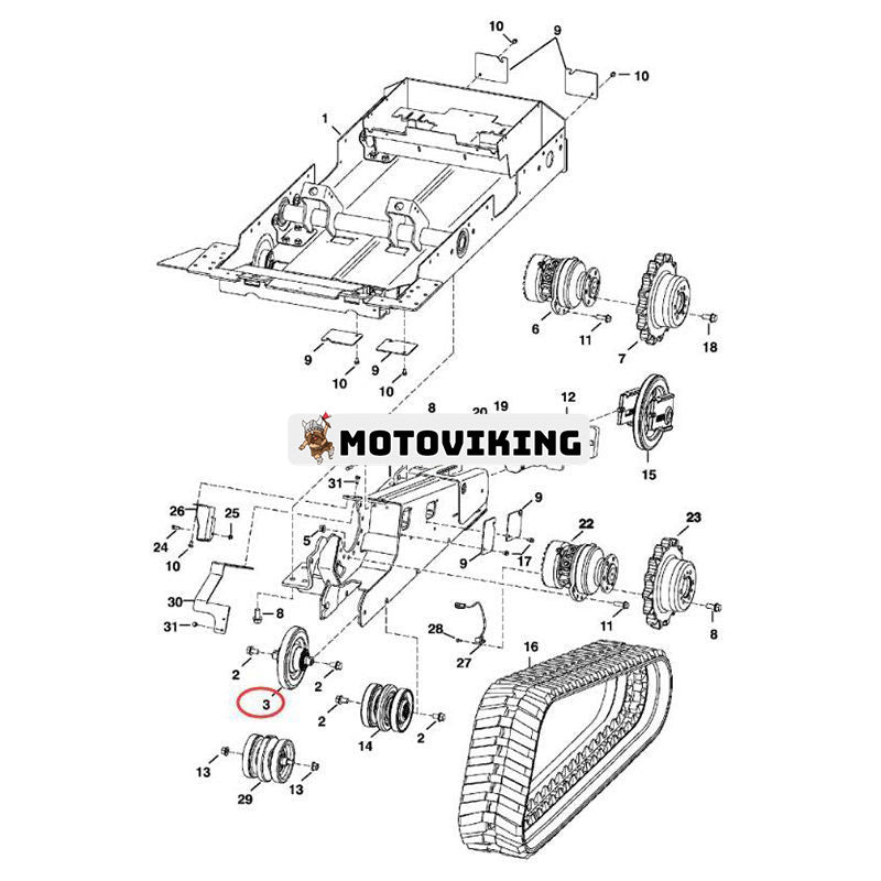 Bakhjul 6693238 för Bobcat bandlastare 864 T140 T180 T190 T200 T250 T300 T320 T550 T590 T630 T650 T750 T770