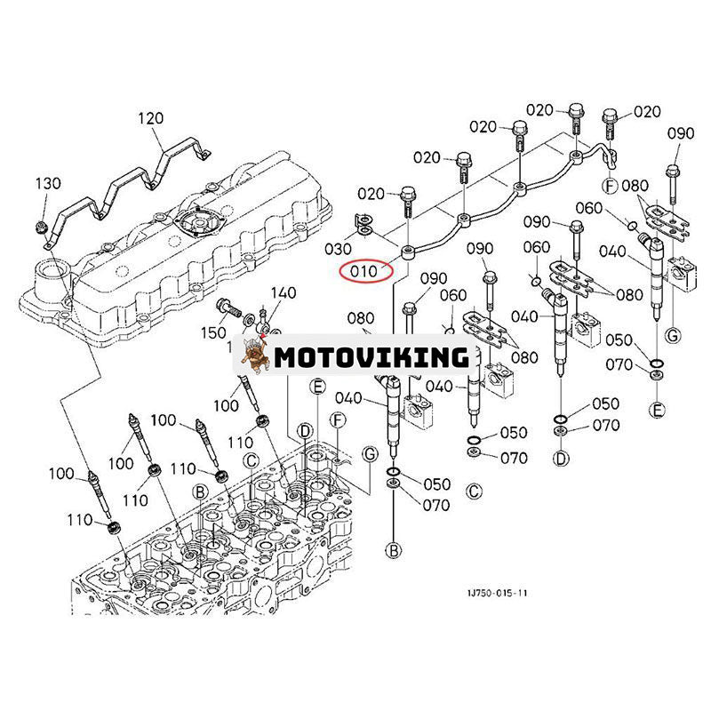 Bränsleretur spillrör 1G772-42500 för Kubota Engine V3007 V3307 Grävmaskin KX080-3S Traktor M5040 M6040 M7040