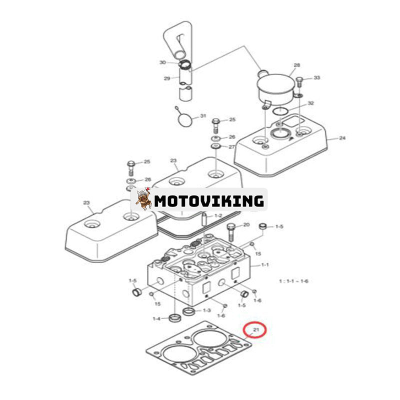 Topplockspackning 65.03901-0058A för Doosan Daewoo Engine DE08 D1146 Grävmaskin TXC300-1 SOLAR 290LC-V 300LC-V