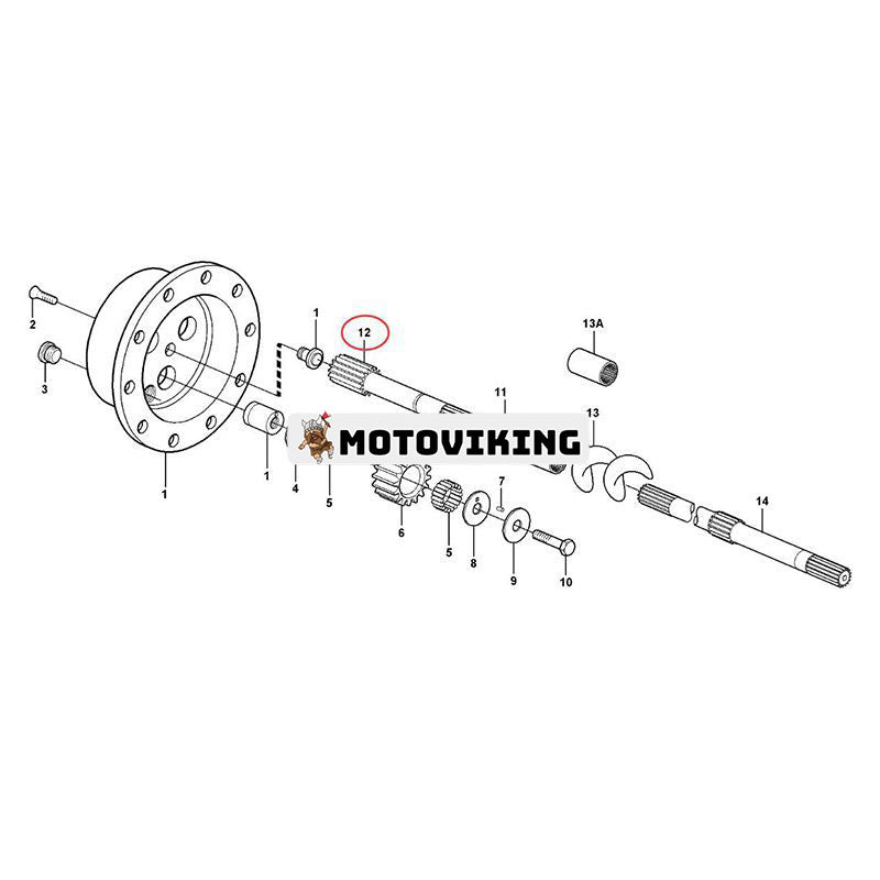 Kugghjulsaxel VOE11988632 för Volvo Grävlastare BL60 BL61 BL70 Trumkomprimator SD110B SD110BA