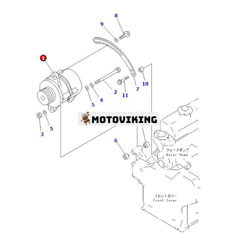 24V Generator 600-825-3120 för Komatsu Engine 6D125-1 S4D95L-1 S6D125E-2 Grävmaskin PC200-6LC PC400-7 Lastare WA270-3 WA320-3