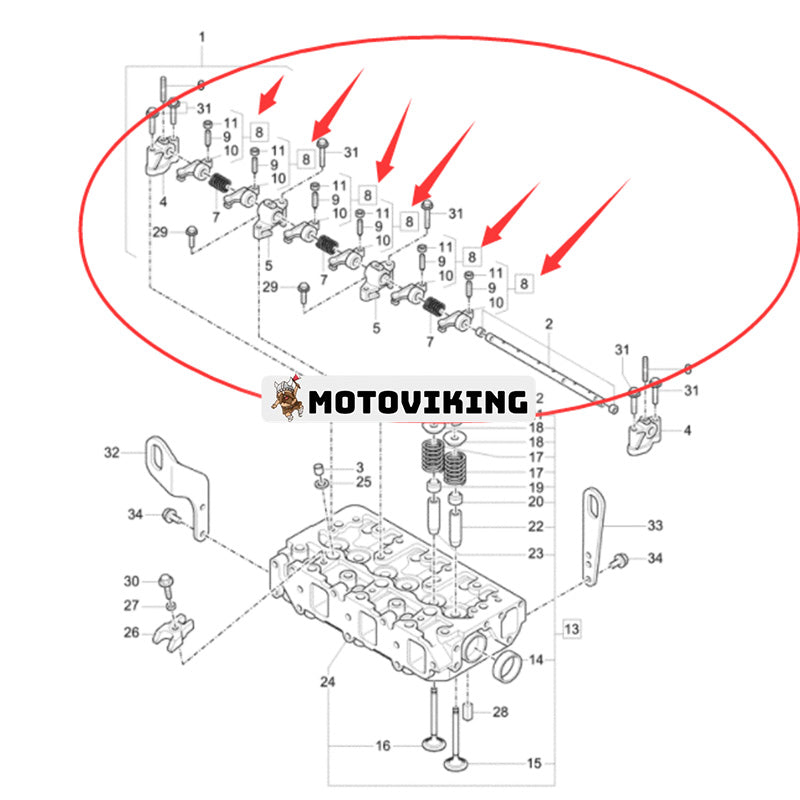 Vipparm Assy 129004-11650 för Yammar Engine 4TNE88