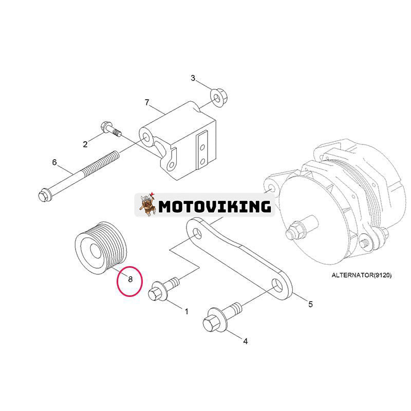 Generatorremskiva 3925852 3918275 för Hyundai R130W-3 R140W-7 R160LC-3 R210LC-7 R290LC-7 HL720-3 HL740-3 HL757-9