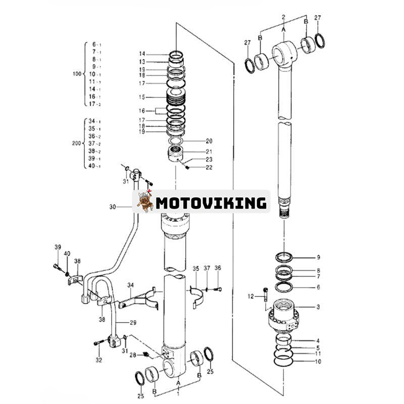 Bomcylindertätningssats 0674907 för Hitachi grävmaskin EX100-5 EX100M-5 EX120-5HG EX120-5Z EX130K-5 ZX110 ZX110-3-HCME ZX110M ZX125W