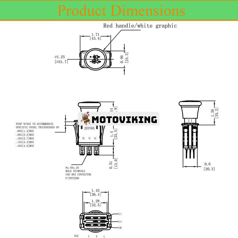 PTO Switch för Dixie Chopper 500016 Jacobsen 2721505 Bobcat Stens. 430-528-8 430-528 Terminaler