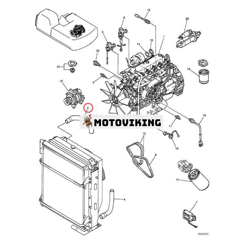 Övre vattenslang LQ05P01093P1 för Kobelco grävmaskin SK250-6 SK250LC SK250LC-6E