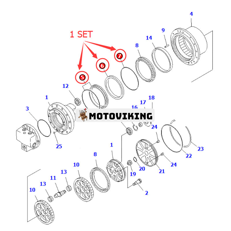 1 set flyttätning TZES100178A TZ550A101001 0700015210 för Komatsu PC45-1 PC50UD-2 PC50UG-2 PC50UU-1 PC50UU-2