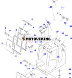 4st Hytt främre fönsterrulle 20Y-54-39151 20Y-54-39152 för Komatsu PC60-7 PC70-7 PC100-6 PC120-6 PC130-6 PC200-6 PC210-6 PC220-6 PC230-6 PC300-6 PC300-6 PC300-6 PC400-6