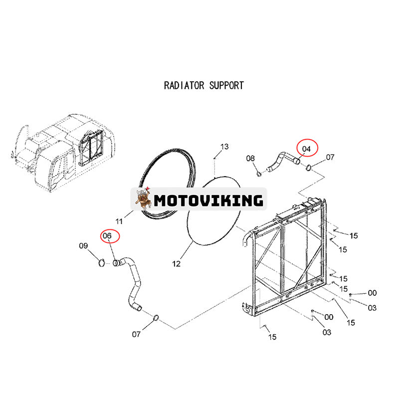 Kylarvattenslang 3103667 3104963 för Hitachi grävmaskin ZX330-3 ZX350H-3