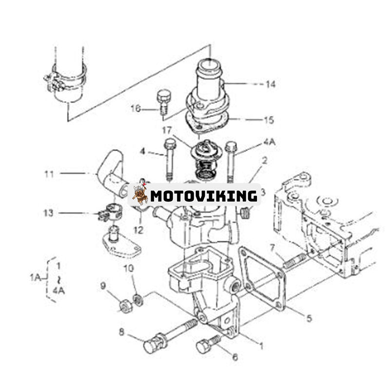 Vattenrörretur 1A021-73340 för Hyundai gaffeltruck HDF15-5 Minilastare HSL650-7