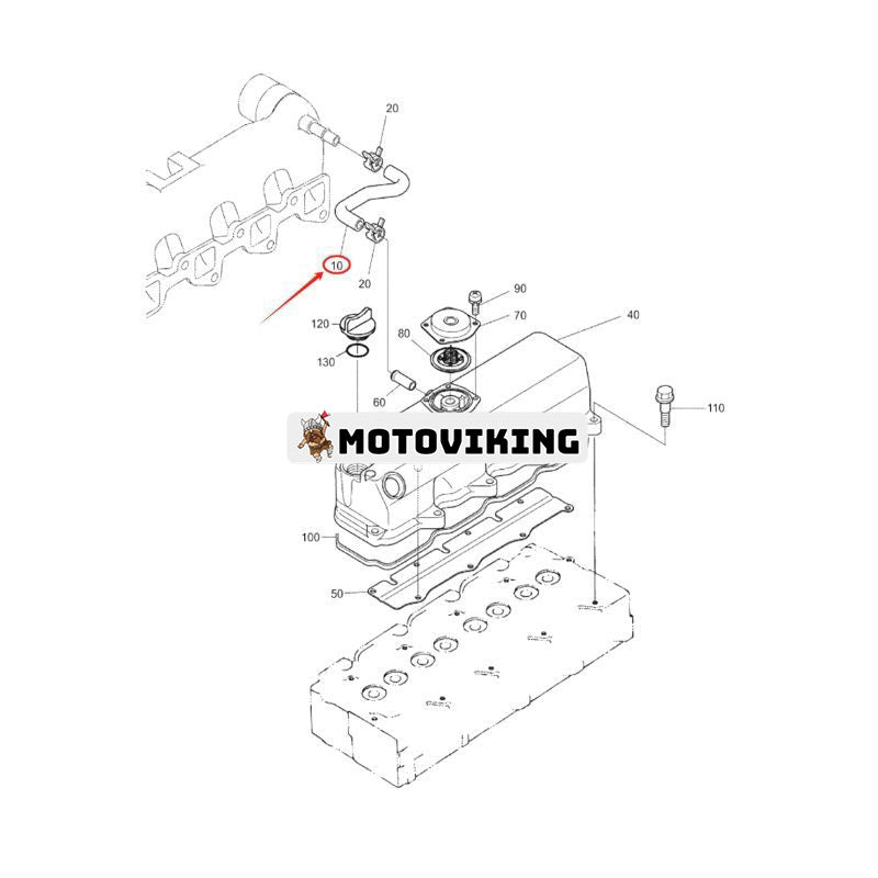 Luftningsrör 6685524 för Bobcat AL275 753 763 773 7753 B300 BL370 S130 S150 S160 S175 S185 T110 T140 331 334 335 337 E3451 E42