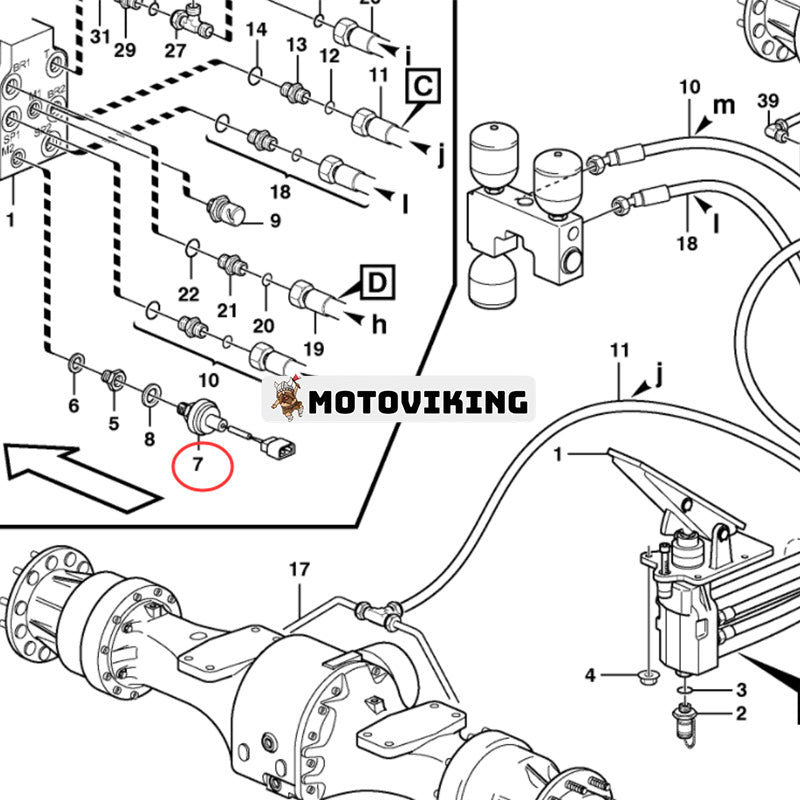 Trycksensor 11039617 för Volvo Lastare L110E L120C L120D L120E L150C L150D L150E L180C