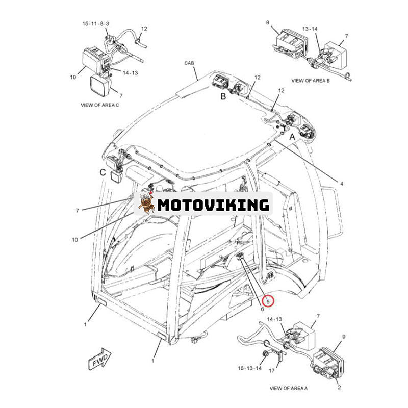 Brytarmonteringsvippa 3035149 för Caterpillar CAT Loader 414E 416E 416F