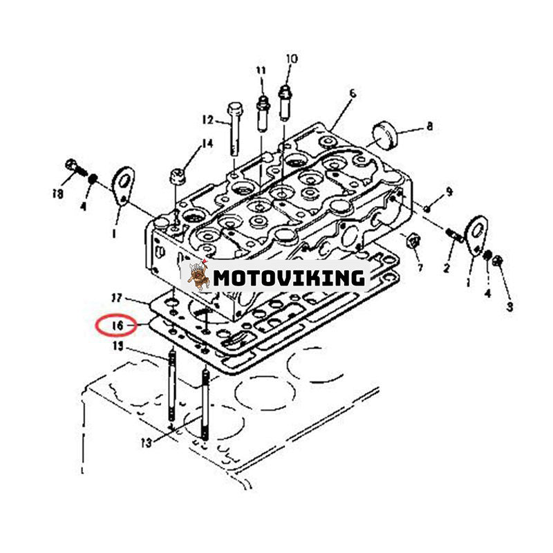 Topplockspackning 15563-03310 för Kubota Engine D650 Traktor B6100D B6100E