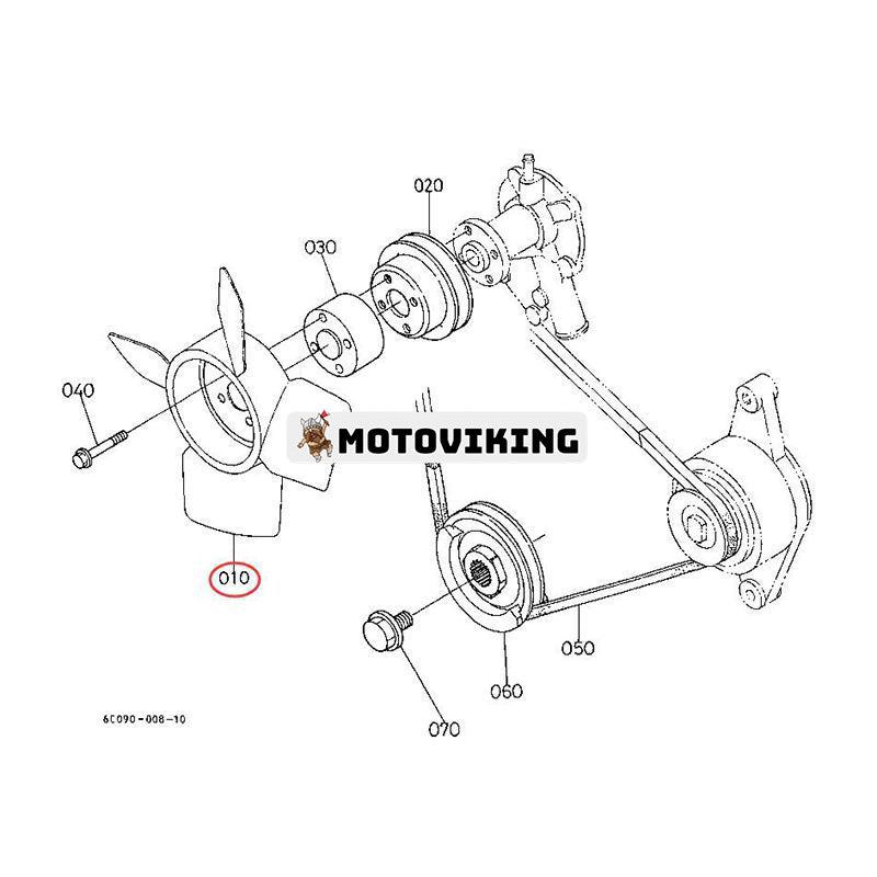 Kylfläkt 15872-74110 för Kubota Engine D722 traktor BX1880 BX2200 BX2360