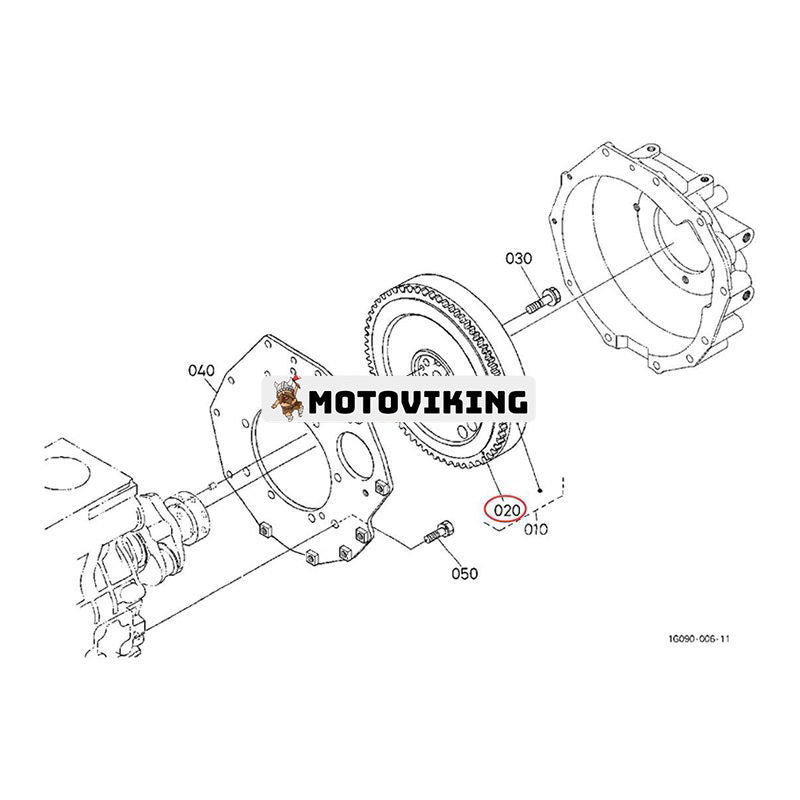 Svänghjul Ring Gear 1G081-63820 för Kubota Engine V1505 D1105 Grävmaskin KX71