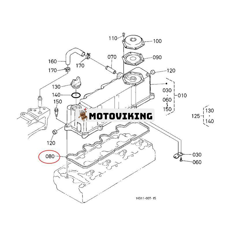 Topplockspackning 1C010-14520 för Kubota Engine V3600 V3800 Traktor M6800DT M6800SDT M8200DT