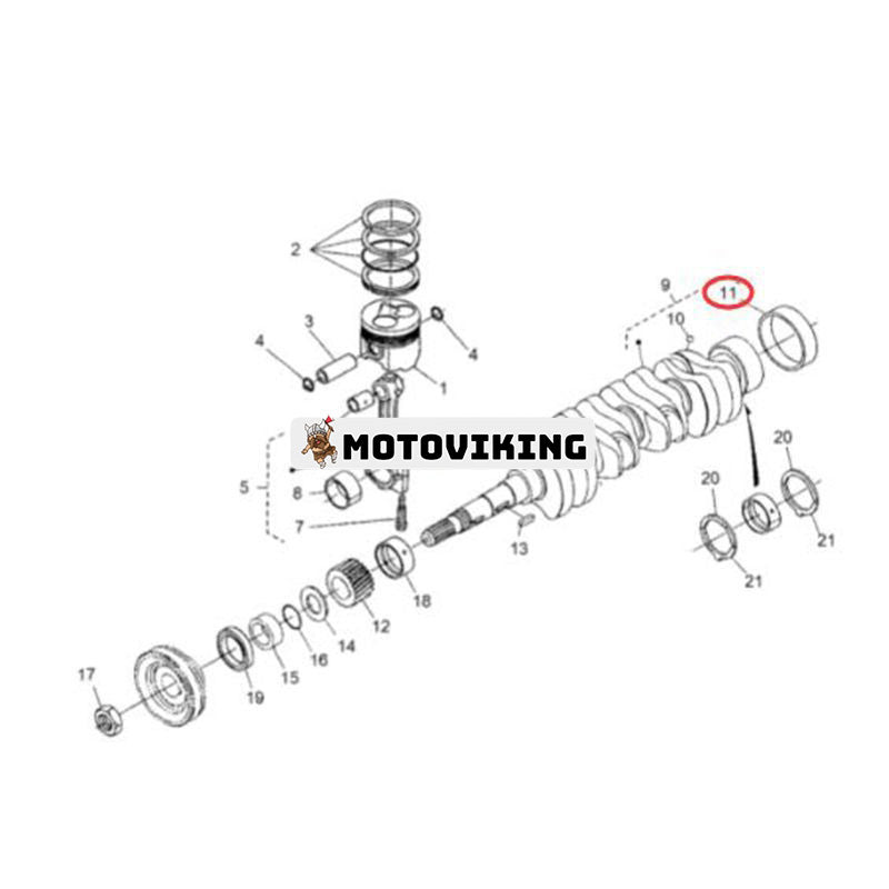 Bakre vevaxelbussning 19202-23280 för Kubota Engine D1703 D1803 V1902 V2003 V2203 V2403 Traktor L2050F L2500F L2850F L3560DT MX4700F MX5000F