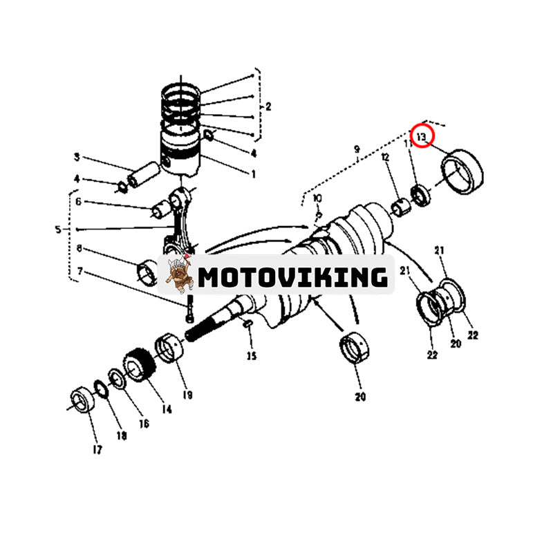 Vevaxelhylsa 19215-23280 för Kubota Engine D722 D902 Traktor B1550D B1550E