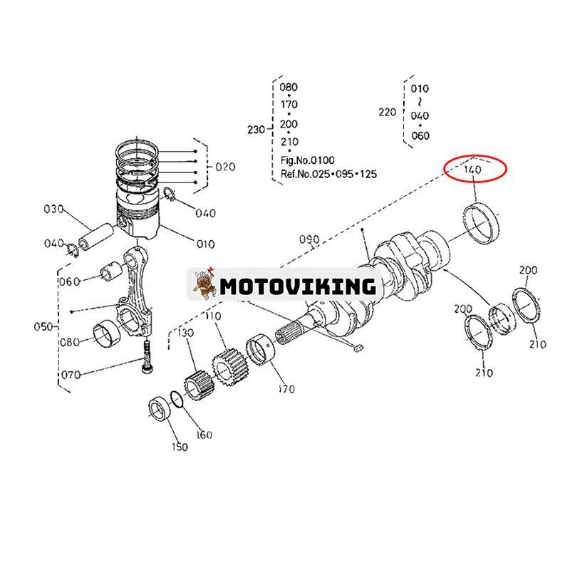 Vevaxelhylsa 16241-23280 för Kubota Engine D905 D1005 D1105 V1205 V1305 V1505