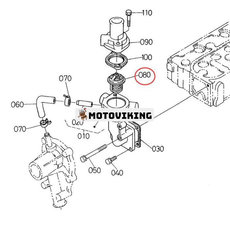 Termostat 82°C 180°F 15321-73014 för Kubota B1700E B2100E M4000 M4030 B2320 B2400 KX41-2 KX61-2 KX71-3 U25S