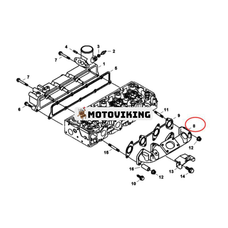 Avgasgrenrör 7008531 för Kubota Engine V3307 Bobcat Loader S630 S650 T630 T650