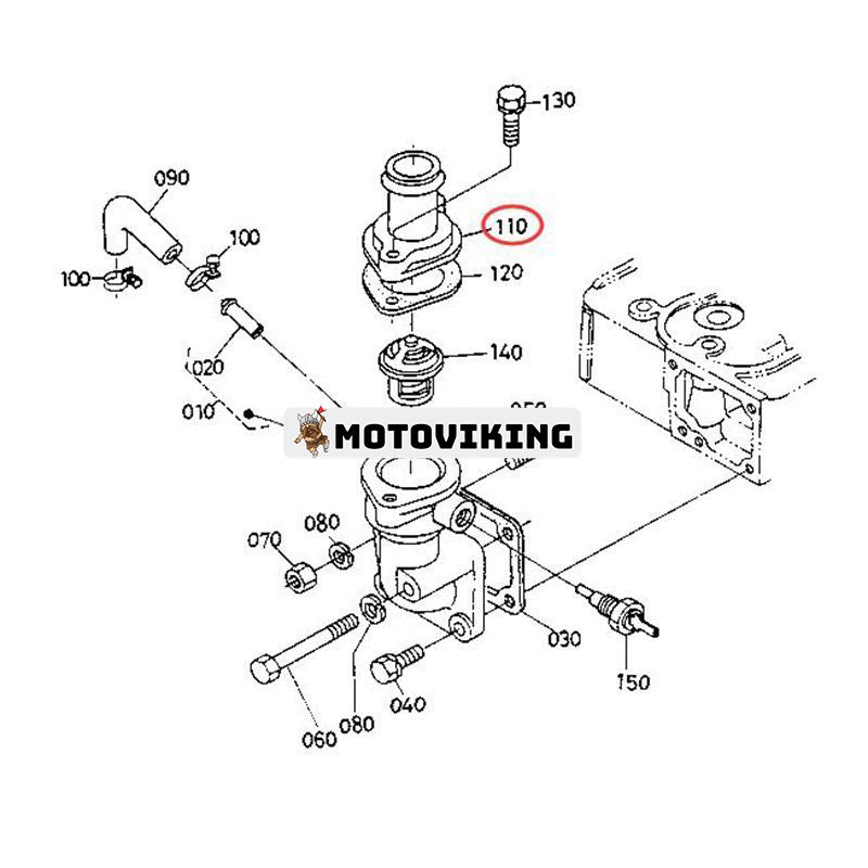 Termostathuskåpa 15321-73260 för Kubota grävmaskin KX040 KX101 traktor L235 L245